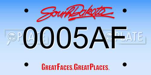 0005AF South Dakota License Plate