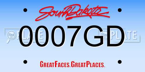 0007GD South Dakota License Plate