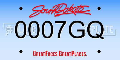 0007GQ South Dakota License Plate