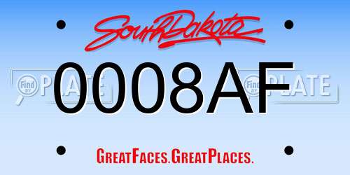 0008AF South Dakota License Plate