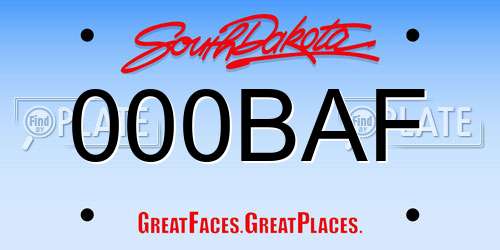 000BAF South Dakota License Plate