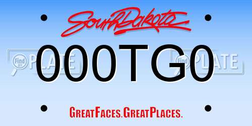 000TG0 South Dakota License Plate