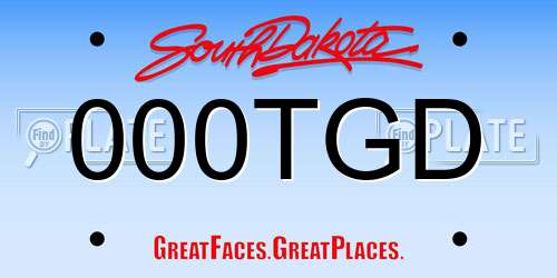 000TGD South Dakota License Plate
