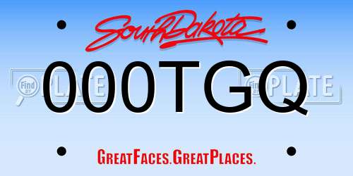 000TGQ South Dakota License Plate