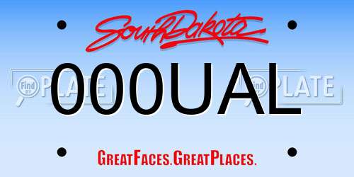 000UAL South Dakota License Plate