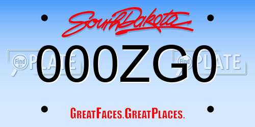 000ZG0 South Dakota License Plate