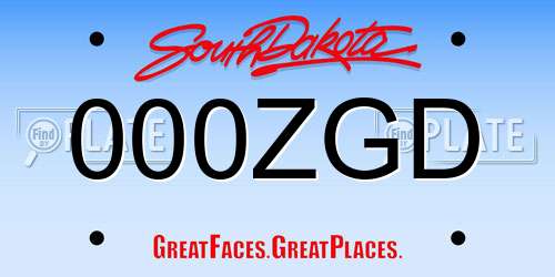 000ZGD South Dakota License Plate