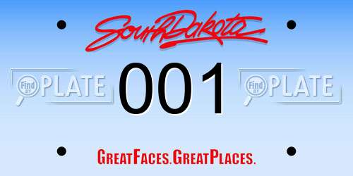 001 South Dakota License Plate
