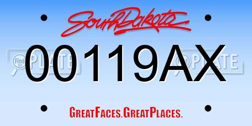 00119AX South Dakota License Plate