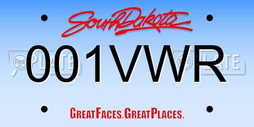 001VWR South Dakota License Plate