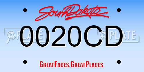 0020CD South Dakota License Plate