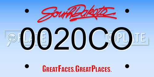 0020CO South Dakota License Plate