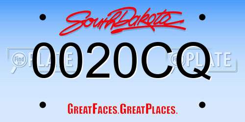 0020CQ South Dakota License Plate