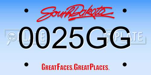 0025GG South Dakota License Plate