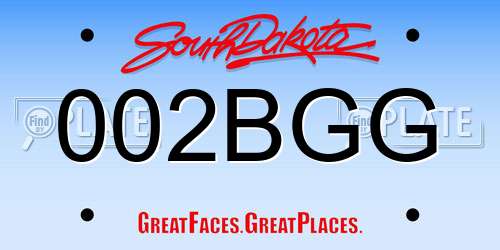 002BGG South Dakota License Plate
