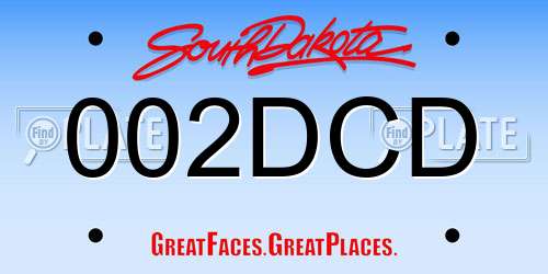 002DCD South Dakota License Plate