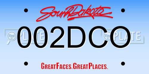 002DCO South Dakota License Plate