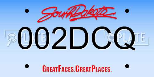 002DCQ South Dakota License Plate