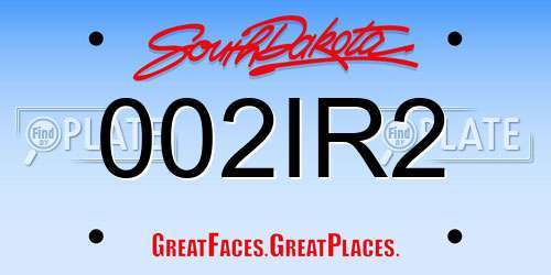 002IR2 South Dakota License Plate