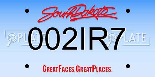 002IR7 South Dakota License Plate