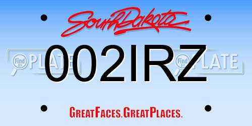 002IRZ South Dakota License Plate