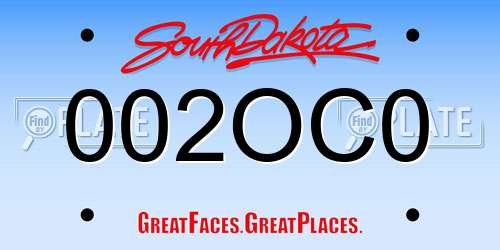 002OC0 South Dakota License Plate