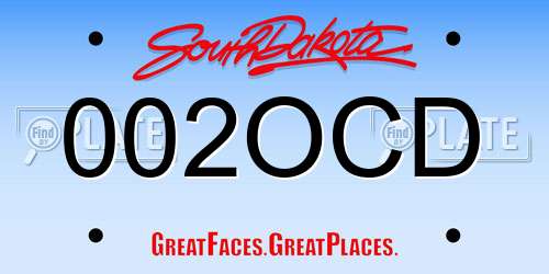 002OCD South Dakota License Plate