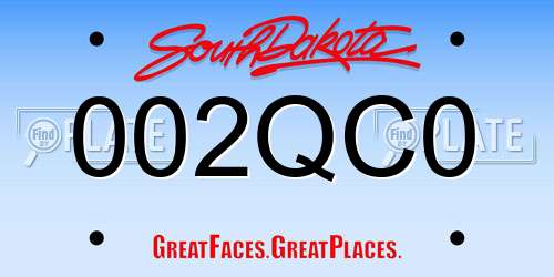 002QC0 South Dakota License Plate