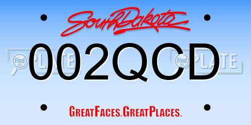002QCD South Dakota License Plate