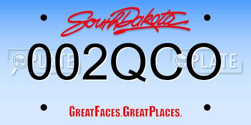 002QCO South Dakota License Plate