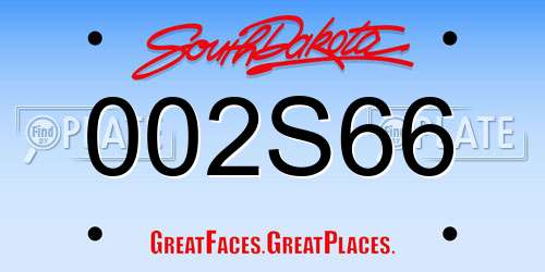 002S66 South Dakota License Plate