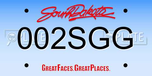 002SGG South Dakota License Plate