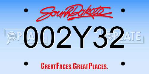 002Y32 South Dakota License Plate
