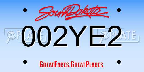002YE2 South Dakota License Plate