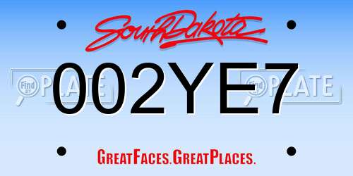 002YE7 South Dakota License Plate