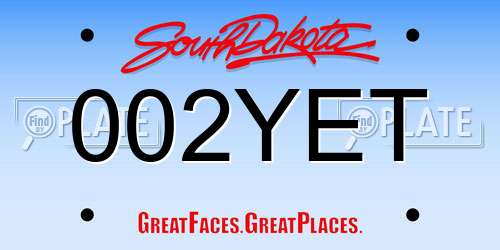 002YET South Dakota License Plate