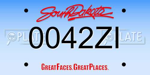 0042ZI South Dakota License Plate