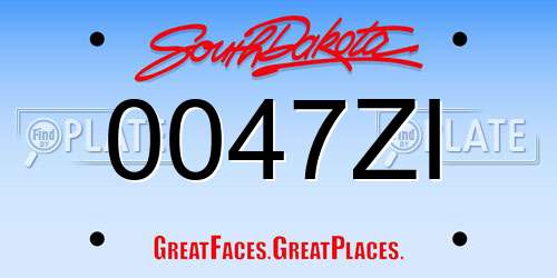 0047ZI South Dakota License Plate