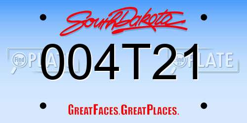 004T21 South Dakota License Plate
