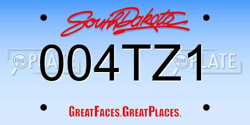 004TZ1 South Dakota License Plate