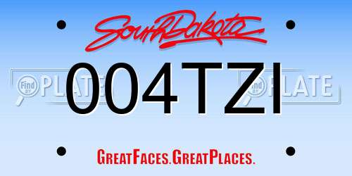 004TZI South Dakota License Plate