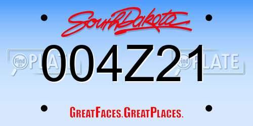 004Z21 South Dakota License Plate