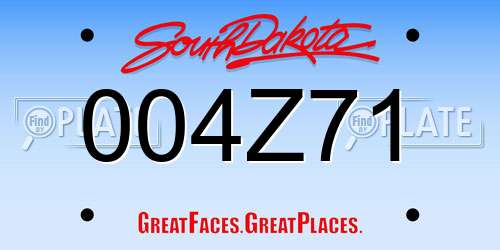 004Z71 South Dakota License Plate