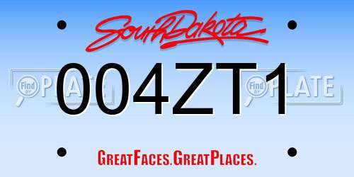 004ZT1 South Dakota License Plate