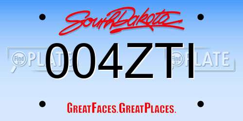 004ZTI South Dakota License Plate
