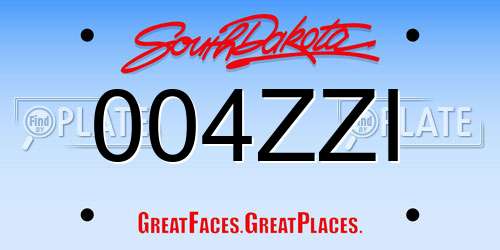 004ZZI South Dakota License Plate