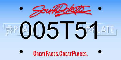 005T51 South Dakota License Plate