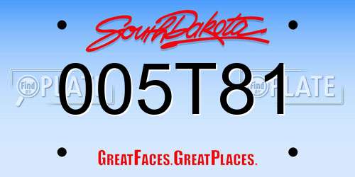 005T81 South Dakota License Plate