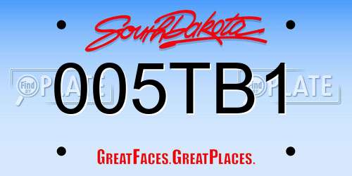 005TB1 South Dakota License Plate