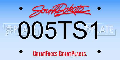 005TS1 South Dakota License Plate
